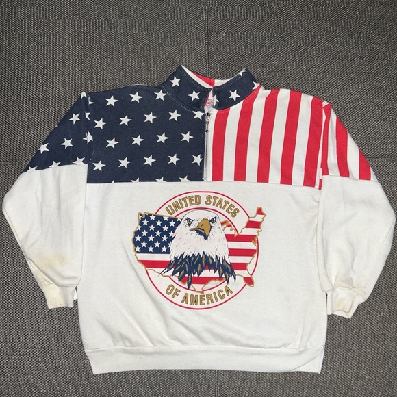 American Vintage Other - 80s Patriotic American Flag 1/4 Zip Sweatshirt